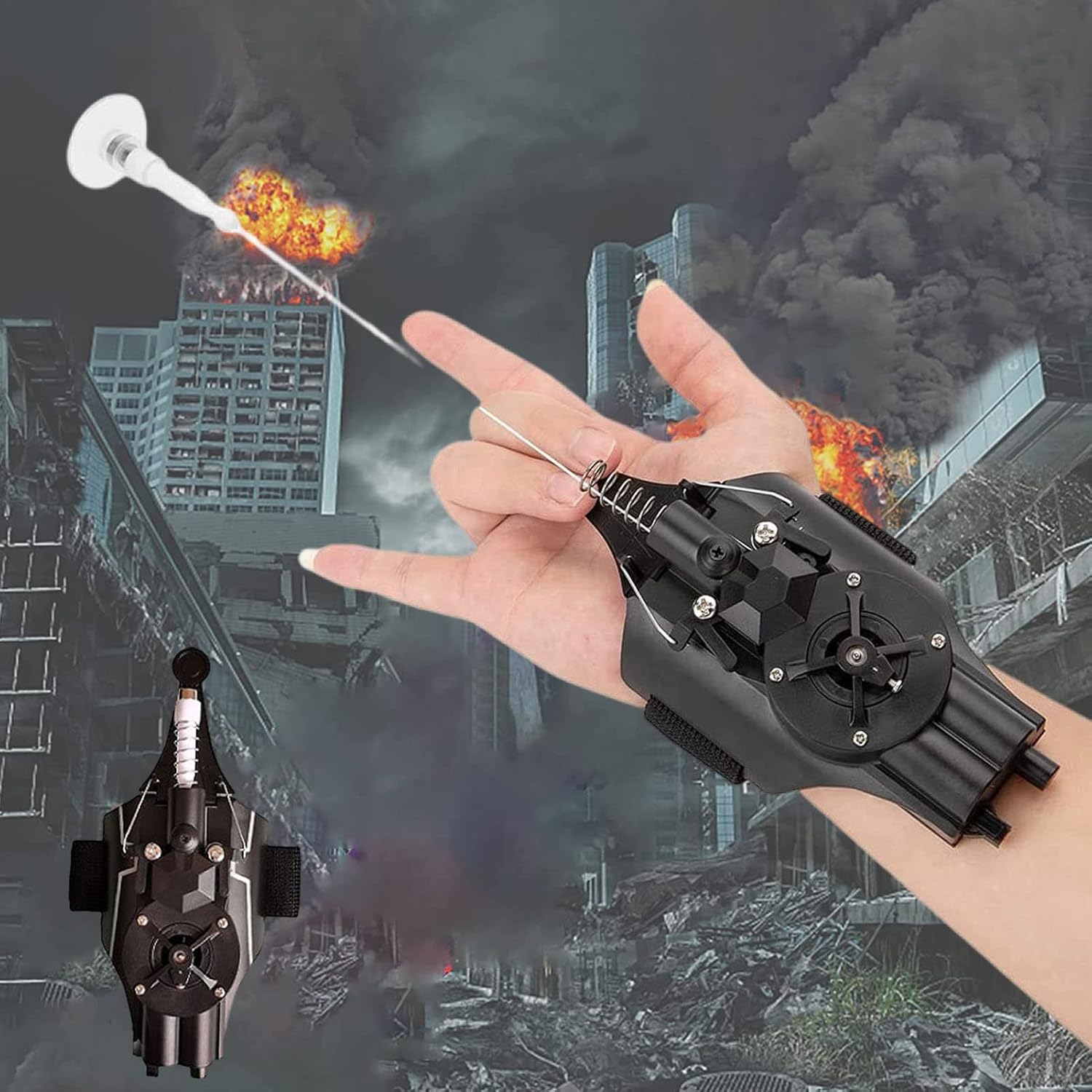 Spider Web Launcher， Toy Kids Plastic Cosplay Glove Hero Launcher Wrist Set Funny Children's Educational Toys,9.8 Feet Range(Black)