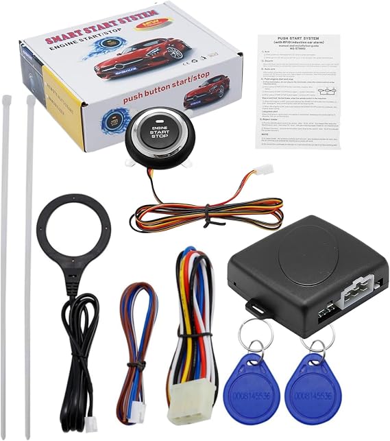 Push to Start Ignition Kit Smart RFID Push Button Engine Starter Kit, Keyless Enter Systems to One Touch Start Car, Boton de Encendido para Auto, Upgrades Key Start for Most DC12V Cars