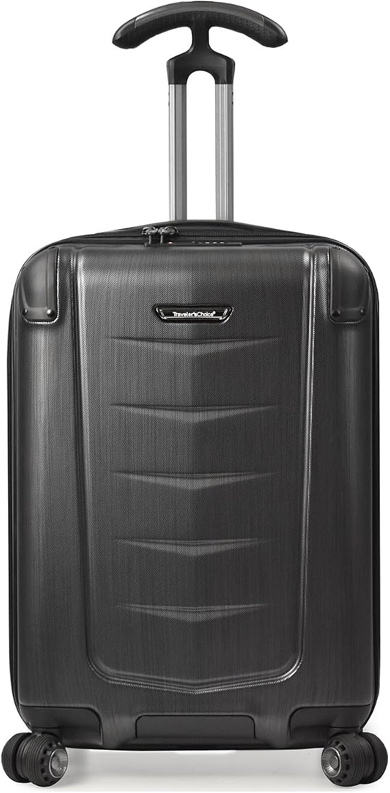 Traveler's Choice Silverwood Polycarbonate Hardside Expandable Spinner Luggage, Brushed Metal, Carry-on 21-Inch