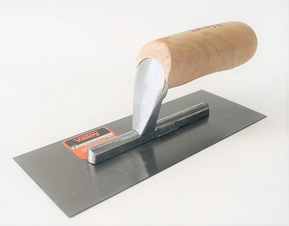 Shop-Tek/Valley 8" x 3" Finishing Trowel with Curved Hardwood Handle, TRW-083