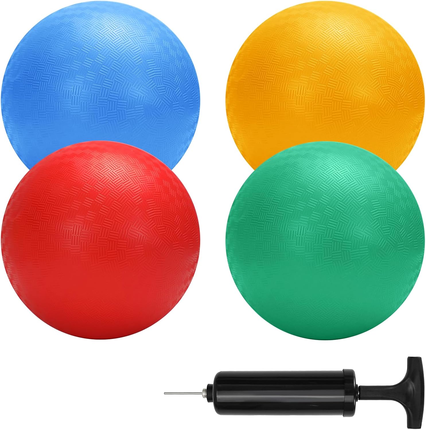 SPORTIC 8.5-inch Playground Ball, Pack of 4 Playground Balls with Air Pump, Bouncing Kickballs Dodge Balls for Kids & Adults, Fun Handball Game for Outdoor & Indoor Toys and Gifts