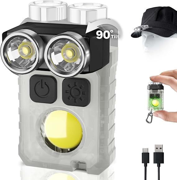 CLAKAP 1200LM Mini Rechargeable Flashlight, USB-C Powerful Pocket EDC LED Flashlight with Clip, Bright Small Keychain Flashlight High Lumens for Camping, Hiking, Outdoor, Running