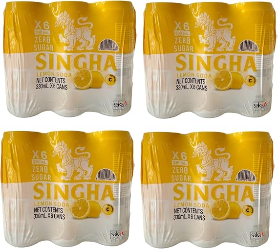 SINGHA LEMON SODA | Zero Sugar | High Vit C | with LuckyBoy Greetings (24 * 330ml, Lemon Soda)