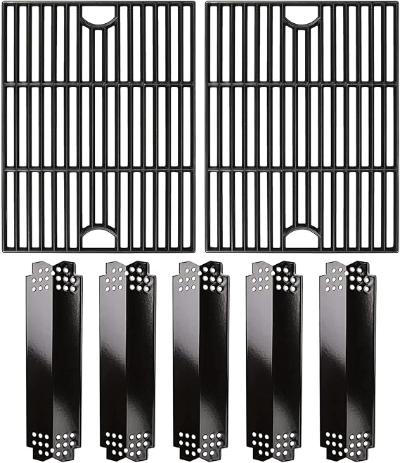 Hisencn Cast Iron Grates & Porcelain Heat Plate for Nexgrill 4/5 Burner