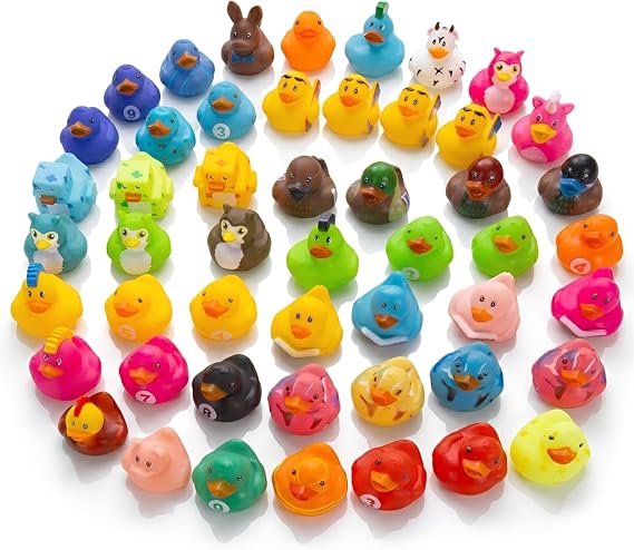 Kangaroo 50 Pcs Mini Rubber Ducks for Kids ,Small Duckies for Pool Parties