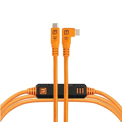 TetherPro Optima 10Gbps Gen 2 USB-C, 15 4.6m, Straight to Right, High-Visibility Orange