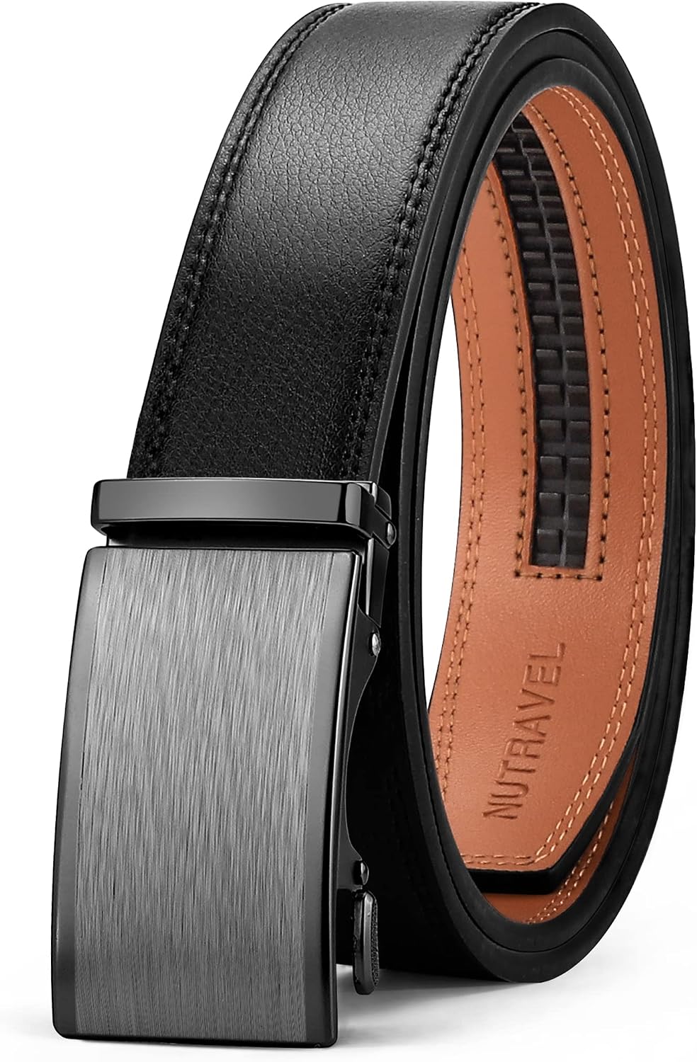 Leather Belt for Men - Adjustable Ratchet Mens Belt - Trimmable Dress Belts for Work Business & Casual