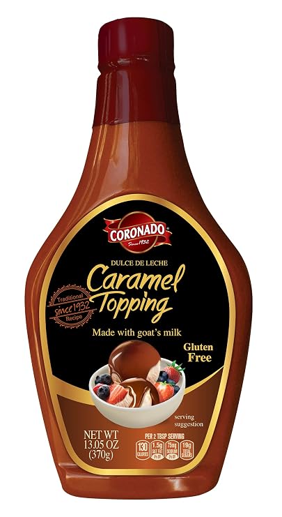 CORONADO Dulce de Leche Caramel Topping Sweet Cajeta Sauce/Spread with Real Goat Milk Squeezable Bottle, 13 Oz (Caramel)
