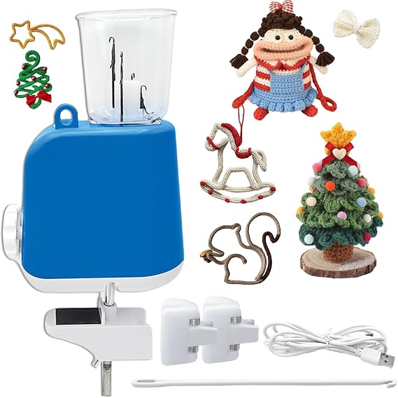 Vurlexat Electric French Knitting Machine with i-Cord Knit Wool Kit(Blue)