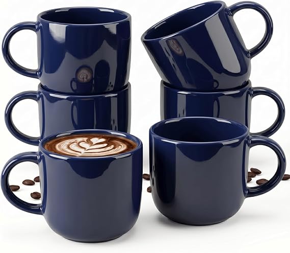 6 Pack Stackable Coffee Mugs (Blue)