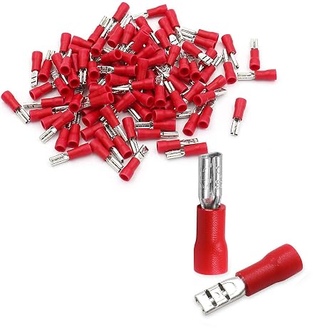 BAOMAIN 0.11" Female Quick Disconnect Spade Terminals 22-16 AWG 200-Pack