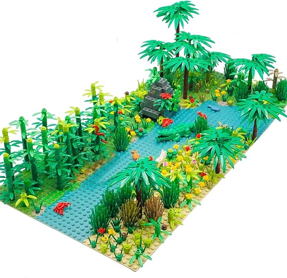 Forest Garden Building Sets Parts,Plants Trees Flowers Scenery Accessories Animals Building Bricks Toy Set for Boys Girls Kids 6+ Gifts(2 Pieces 10" Base Plates)
