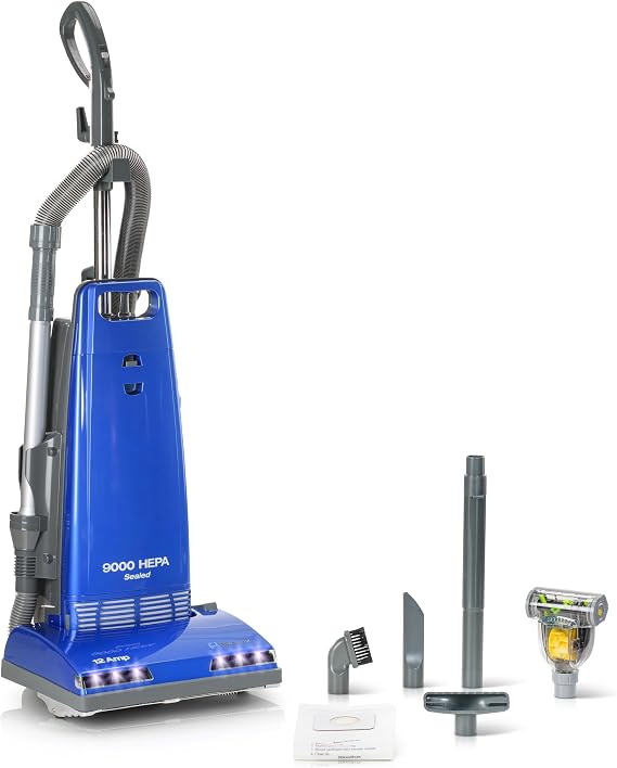 Prolux 9000 Upright Vacuum Cleaner Powerful HEPA Filtration, Bagged Dust Chamber, Stainless Steel Brush Roll, Onboard Tools, and Brush Roll Control Pedal