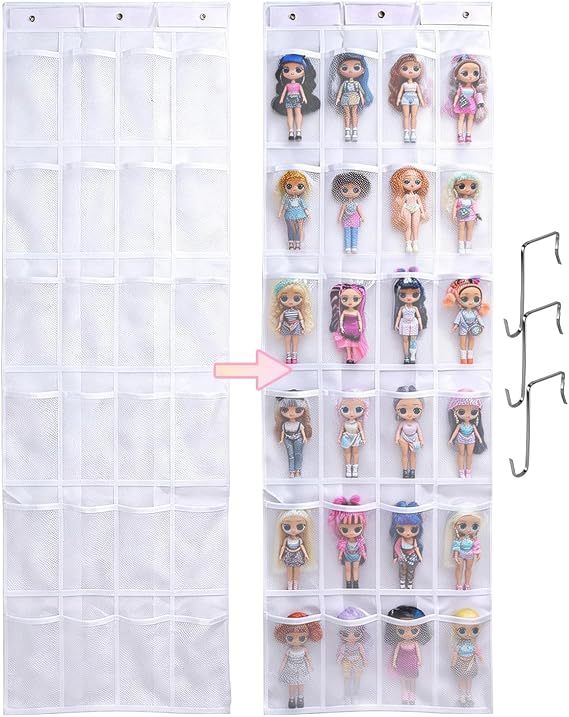 Zebrabox Hanging Over Door Toy Storage Organizer, 24 Pockets, White