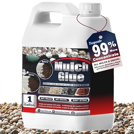 Rock Glue for Landscaping - 1 Gallon Strong Adhesive Rock Glue for Landscaping, Non-Toxic Weather-Resistant Mulch Anchor for Landscaping Rocks, Pebbles and Pine Straw