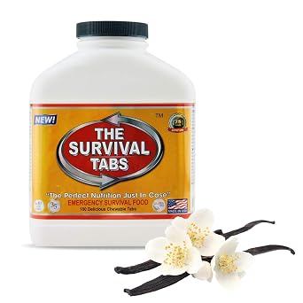 Sports & outdoor emergency preparedness food tablets 15 days supply none-GMO gluten-free 25 years shelf life (1 bottle/Vanilla)