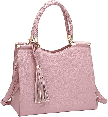 Grehom Women Purses and Handbags, Leather Crossbody Bags for Women, Shoulder bag Satchel Bags with Tassel Pink2