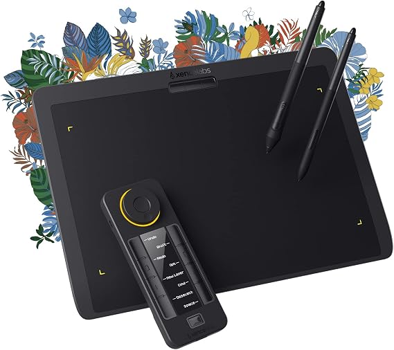 XENCELABS, Drawing Tablet, Wireless Graphic Tablet with Shortcut Keys, Ultrathin Pen Tablet with 2 Battery-Free Stylus, 8192 Levels Pressure, 12" Digital Art Pad for Win/Mac/Linux, Black