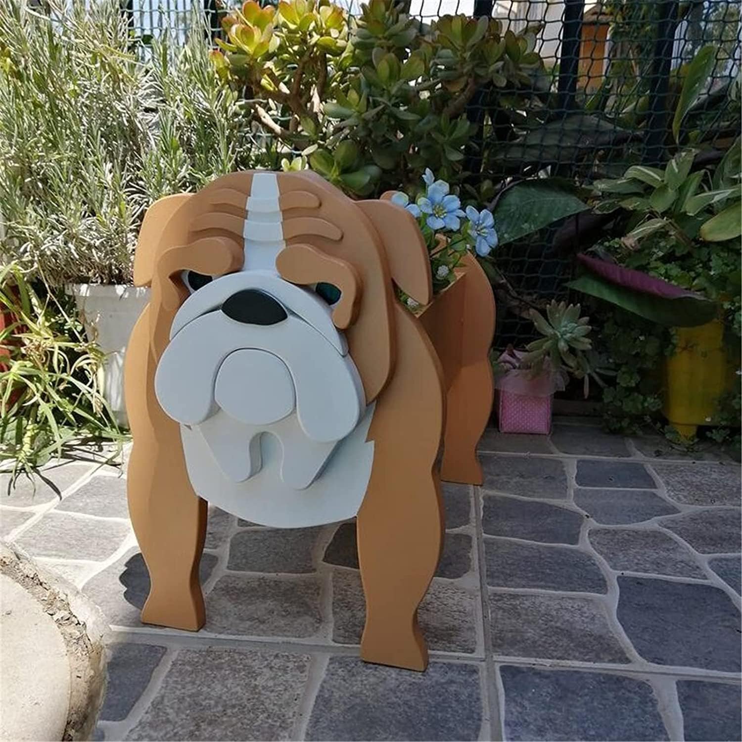 Dog Planter Plant Pot,Animal Flower Planter Pot for Garden Decoration,Storage Container Dog Planters,Handmade Planter for Garden Flower Cactus Office Home Decor Gift Bulldog Brown