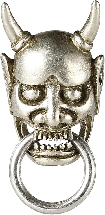 Brass Conchos Screw Back Leather Crafting Concho for Leather Skull Biker Wallet Chain Connector 2 Pieces (Hannya Silver)