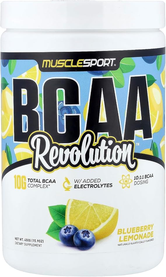 Musclesport BCAA Revolution Amino Acid Powder Supplement for Men & Women - Intra Workout Training Complex - Recovery Supplement (Blueberry Lemonade, 30 Servings)