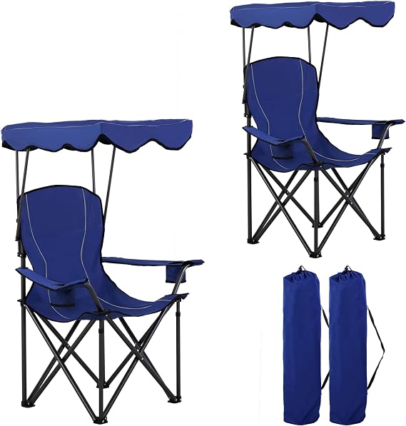 LET'S CAMP Camp Chair with Shade Canopy Heavy Duty Canopy Chair 350LBS | with Carry Bag for Outdoor Camping Hiking Beach, Heavy Duty