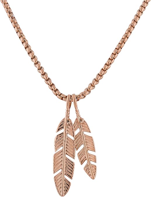 Akitsune Levitas pendant incl. 35.43 inch chain | Necklace Women Men's Stainless Steel Wings Feather Stylish - Silver Matte Black Gold Rose Gold