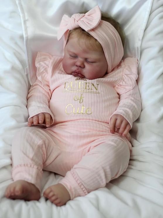 Anano Reborn Baby Dolls Realistic, 24 Inch Life Size Lifelike Sleeping Newborn Dolls Real Life Soft Cloth Body with Blonde Hair for Kids Ages 3+
