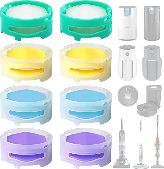8 Pack Odor Neutralizer Technology Replacement Cartridges Compatible with Shark, AZ3000 AZ3002 HZ3000 HZ3002 ZD550 IZ862H IZ562H Vacuum Cleaner & Air Purifier, 4 Colors