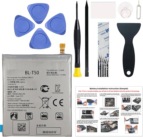 New Upgraded Battery for LG Velvet 5G, BL-T50 Replacement Battery Compatible with LG Velvet 5G T-Mobile Verizon, with Repair Tools & Instruction