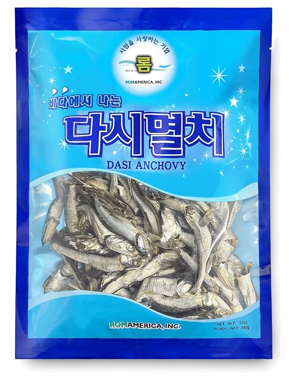 ROM AMERICA Korean Large Whole Dried Anchovies Dashida Anchovy for Broth Soup Stock and Asian Cooking, 12 oz (Pack of 1)