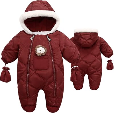 Fairy Baby Infant Baby Winter Snowsuit Coat Romper Hooded Footie Outwear Warm Jumpsuit Bodysuit for Girl Boy 6-24 Months