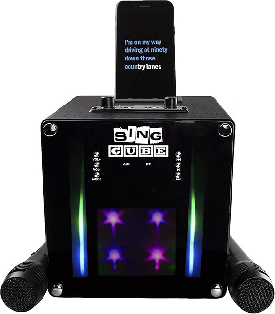 Rechargeable Bluetooth Karaoke Machine Lights and Two Microphone, 5W (SINGCUBE01)