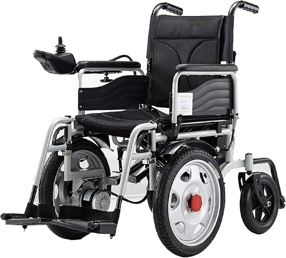 Electric Wheelchair Folding Handicapped Electric Wheelchair,All Terrain Heavy Duty Powerful Dual Motor Foldable Electric Wheelchair Motorized Power Wheelchairs,Black