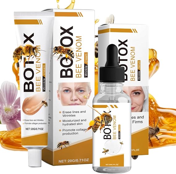 Bo-tox Bee Venom Wrinkle Removal Cream Set, Bo-tox Skincare Set With Bo-tox Bee Venom Firming Serum & Bee Venom Bo-tox Cream, Anti Aging Face Cream, Restore Elasticity, Lift, Plump