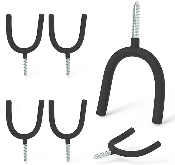 HUHOLE 6 Pack Screw in U Hooks Garage Storage Organizers