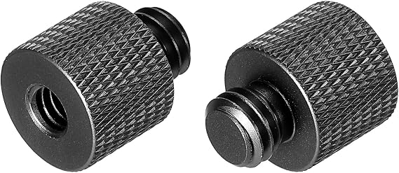 MECCANIXITY Mic Stand Adapter 1/4 Female x 3/8 Male Camera Screw Thread Adapter for Microphone Tripod Stand Black 2 Pack