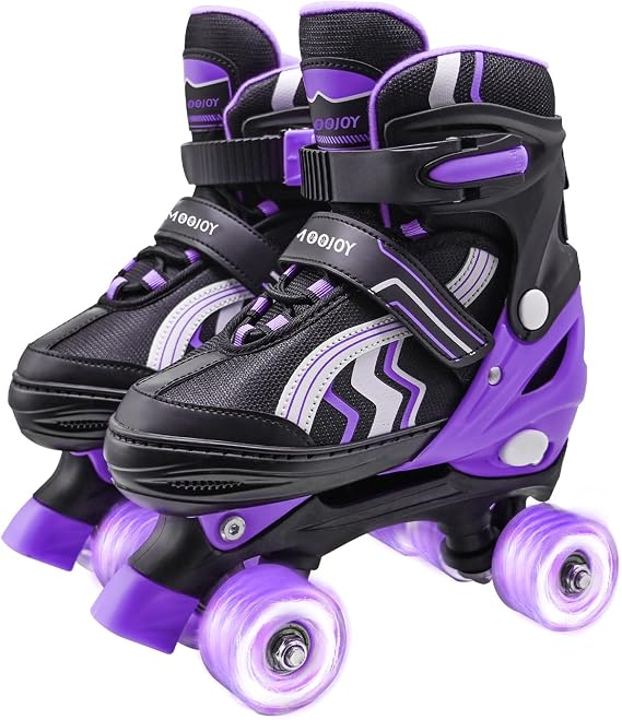 Kids Roller Skates for Boys and Girls Adjustable Skate with All Light up Wheels Ages 5-8 and 8-12 for Beginner in Outdoor Indoor Sports.