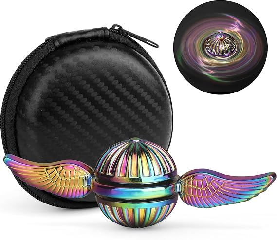 Fidget Hand Spinner for Kids Adults, Sensory Orb Toy for Office Classroom, Finger Easter Gifts for Stress Relief Anti Anxiety (Rainbow), with Portable Case, Stocking Stuffer Party Favor