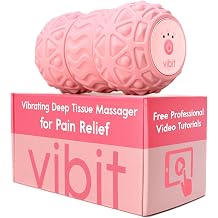 Vibit - Vibrating Massage Roller for Foot, Leg, Muscles, and More, Great for Pain Relief, Sciatica, and Plantar Fasciitis, Portable, Lightweight, 3 Vibration Levels (Pink) (10cm Diameter)
