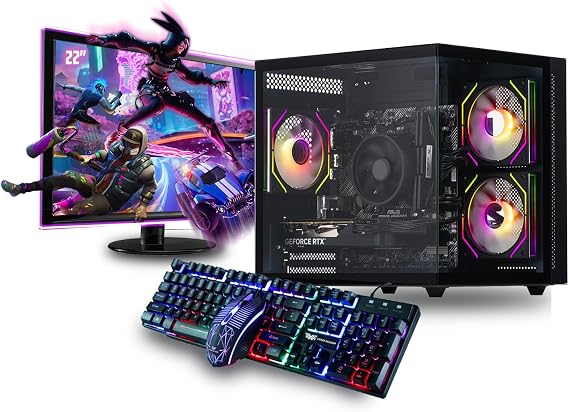 Veno Scorp Gaming PC Bundle Intel Core i5 3rd Gen 3.9GHz, GTX 750 4GB, 16GB RAM, 256GB SSD + 1TB HDD, Windows 11, WiFi, 22" Monitor, Mini Nemesis Black RGB Case, 500W PSU