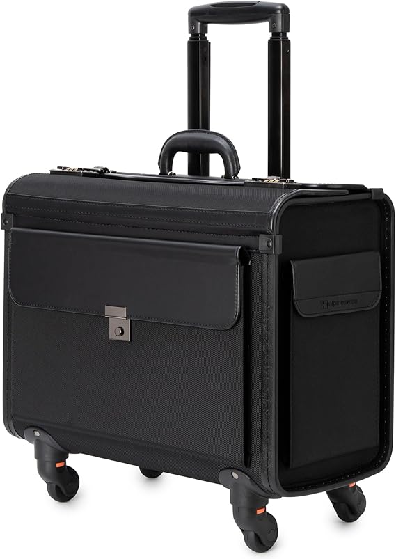Alpine Swiss Wheeled Briefcase | Rolling Briefcase Locking Telescopic Handle 4 Replaceable Wheels | Pilot Lawyer Litigator Attache Case | 17 Laptop Compartment | Dual Combo Locks | Organizer Pockets