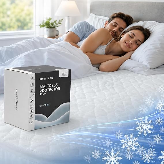 Protect-A-Bed, Snow Mattress Protector, Featuring Nordic Chill Fiber, Waterproof, 5-Sided, Queen