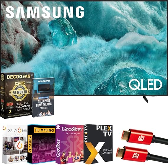 Samsung 65" QLED Q7F 4K Smart TV (2025) Vision AI, Quantum HDR | CPS Exclusive 26 Month Protection, 2X HDMI Cables, Premiere Movies Streaming & Deco Gear Complete Home Theater Beginner's Guidebook