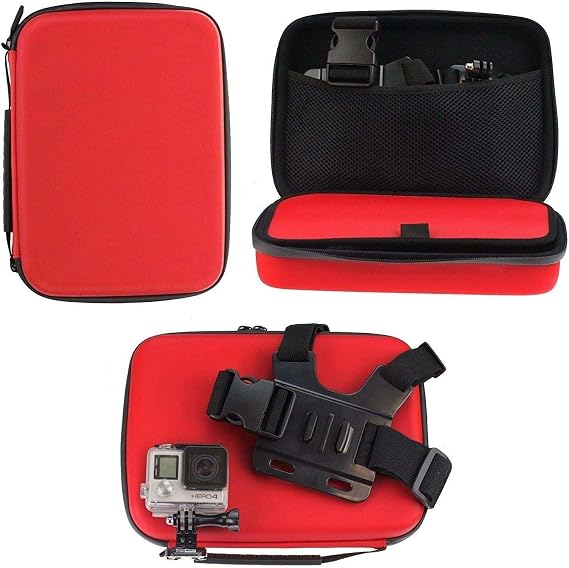 Navitech Red Action Camera Hard Case - Compatible with XTU Action Camera