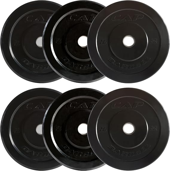 CAP 2-inch Olympic Bumper Plate Weight Set | 100-370 lbs | Multiple Colors | Storage Rack Optional