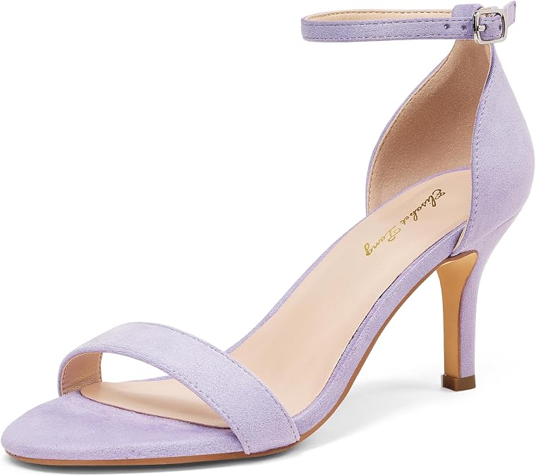 Elisabet Tang Women's Ankle Strap Heels, Kitten Heel Sandals with Open Toe