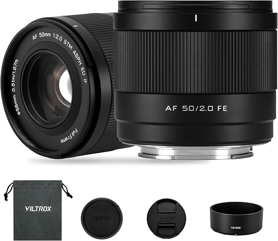 VILTROX 50mm F2.0 Full Frame Prime Lens for Sony E-Mount | Fast AF, Large Aperture, Ultra-Compact | Standard Portrait Lens for A7RV, A7IV, A7CII, ZV-E1, A7RIV, A6600 Mirrorless Cameras