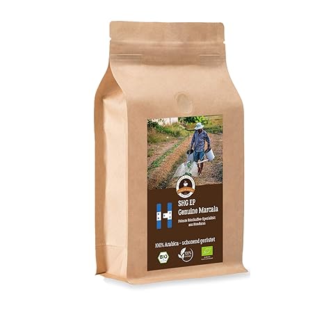 Kaffee Globetrotter - Bio Honduras Genuine Marcala - 1000 g Coarse Ground - for Stamp Jug French Press Coffee Maker - Top Coffee - Roasted Coffee from Organic Cultivation