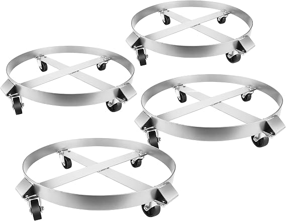 55-Gallon Drum Dolly Set of 4 - Heavy-Duty Steel Dolly Pack with Cross Braces and 4 Caster Wheels - 1,000-Pound Capacity Each by Pentagon Tools
